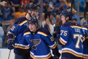 Kyrou, Snuggerud score to back Binnington in the Blues' 3-1 victory over the Stars