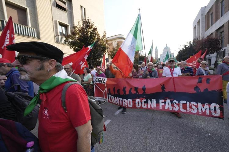 Hundreds of anti-fascists march in Mussolini’s birthplace