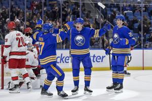 McLeod scores 3 goals as Sabres beat Hurricanes 4-2 for third win in four games