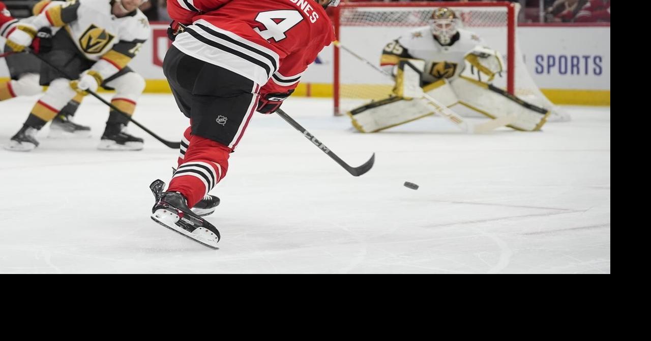 Bertuzzi, Jones help Blackhawks beat slumping Golden Knights 5-3.