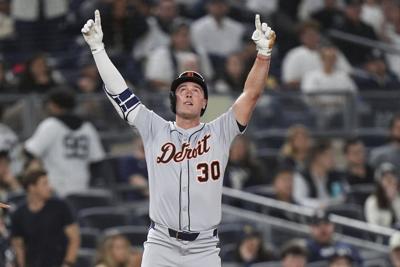 Tigers score 9 runs in 7th inning to trounce wild Yankees 12-2