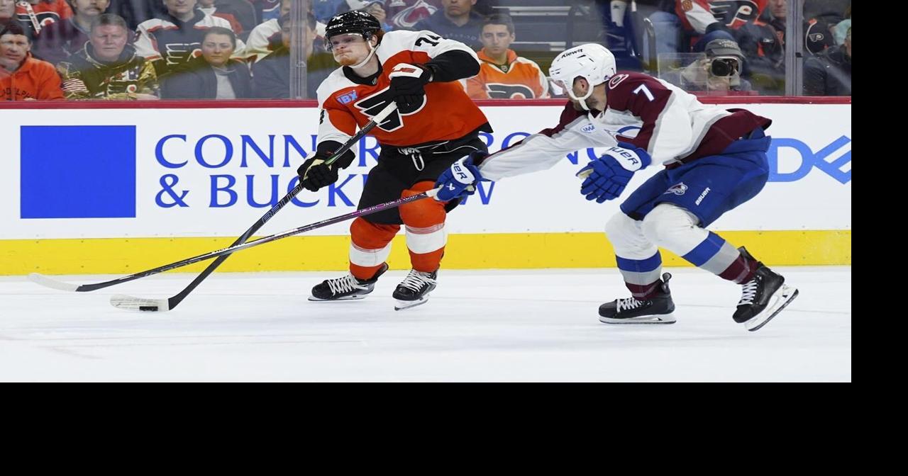 Makar scores 2 goals to lift Colorado past Flyers 3-2 in game marred by injured referee