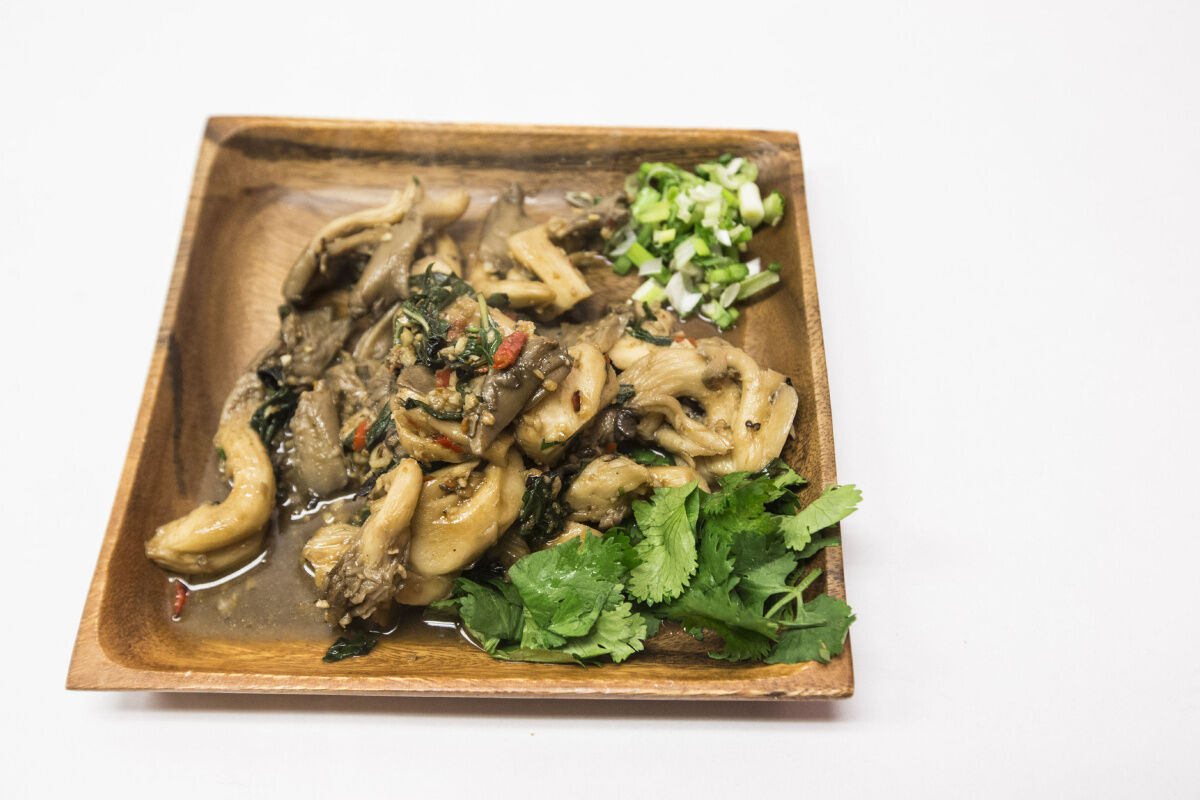 Fiery Mushrooms Stir Fried With Thai Basil