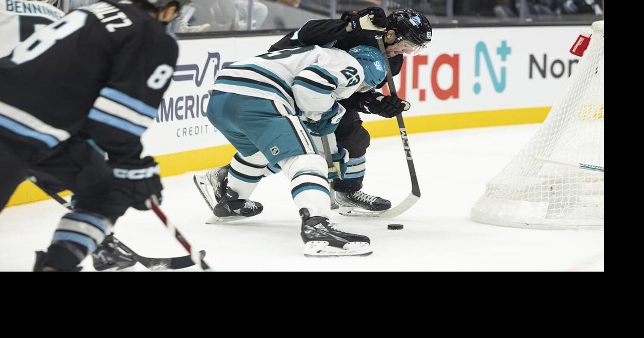 Wennberg's OT goal gives Sharks 5-4 win over Utah for 1st win