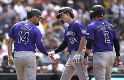Merrill hits 3-run homer as the Padres outlast Moniak and the Rockies 9-6