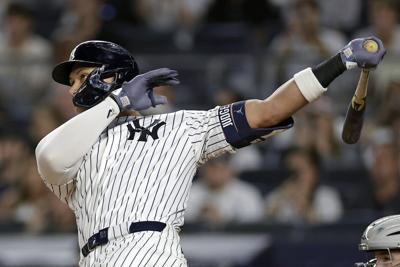 Judge homers twice to tie DiMaggio on Yankees list in 9-3 win over Tigers