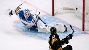 Zacha scores twice, Korpisalo makes 37 saves in Bruins' 5-2 win over Blues