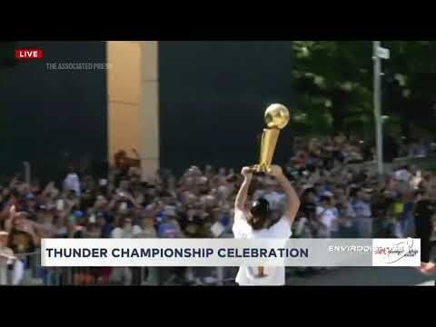 Oklahoma City Thunder fans celebrate NBA title with a parade after