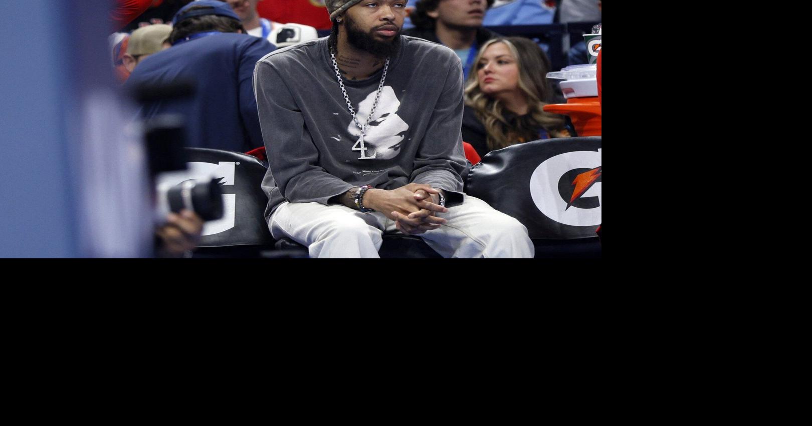 Raptors forward Brandon Ingram is running, doing lateral movement after ankle sprain