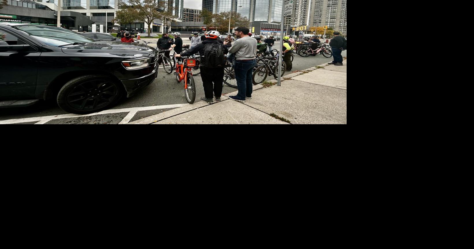 Two people arrested as protest disrupts Bloor Street bike lane removal in Etobicoke