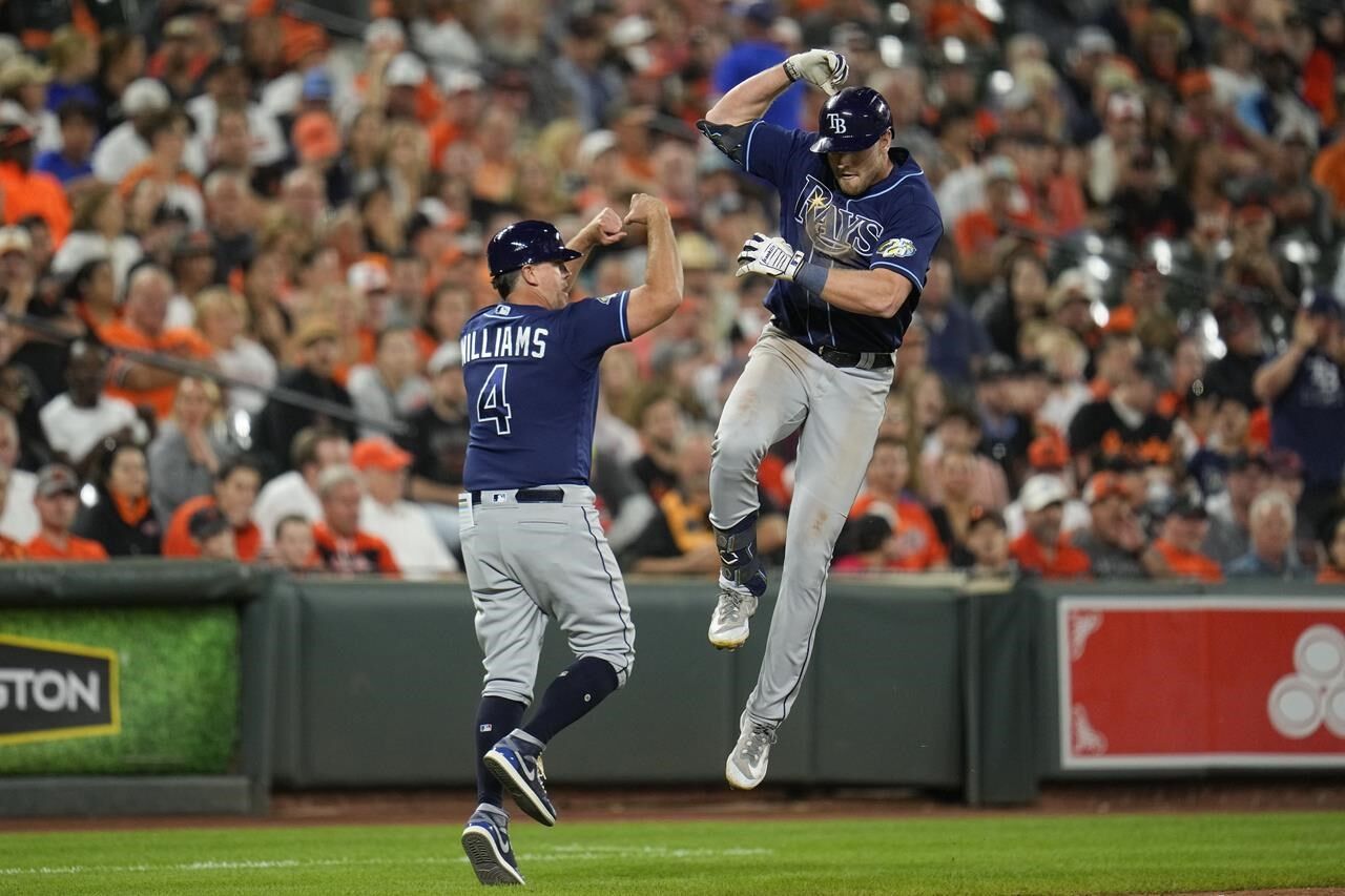 Raley homers Tampa Bay s bullpen retires 12 in a row in 4 3 win