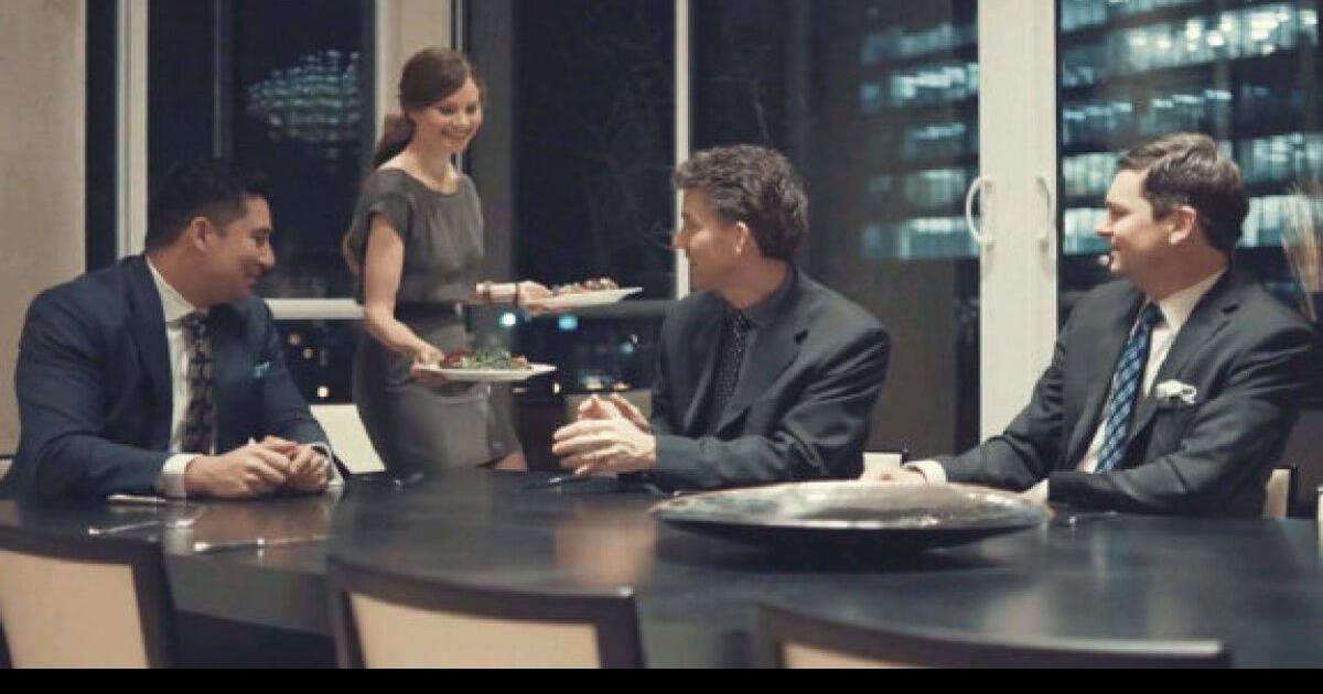 Odd ad for posh penthouse features many a slip between cup and lip