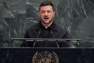Ukraine’s president says the world is in `the most destructive arms race in history’