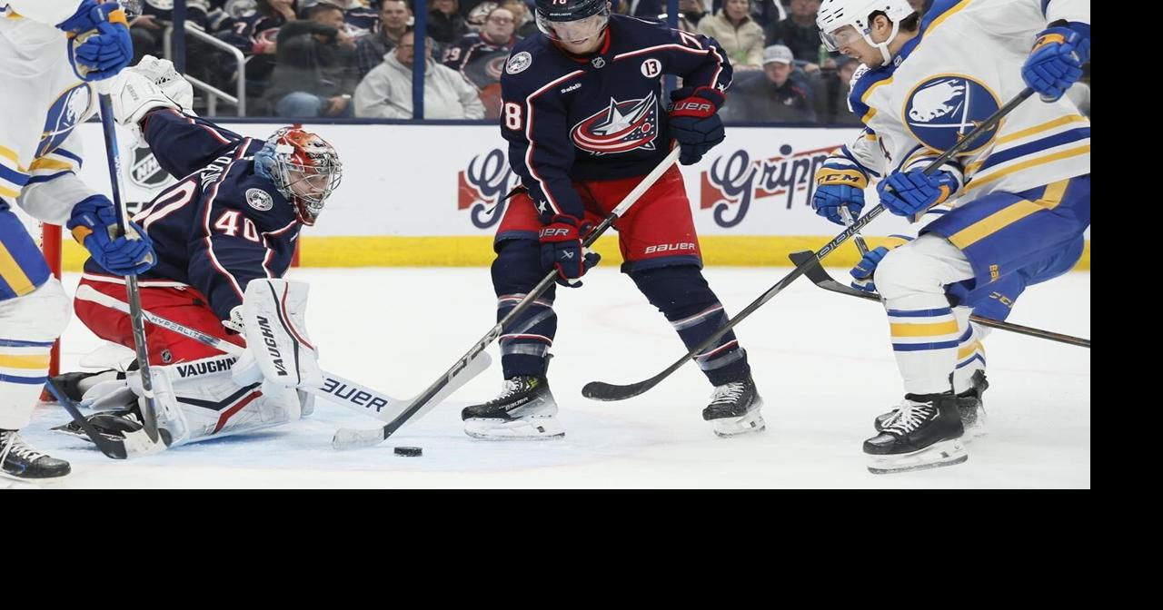 Tarasov stops 20 shots and Blue Jackets use balanced scoring in a 6-4 victory over the Sabres