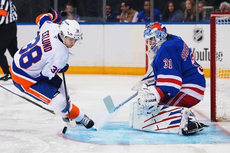 Islanders Rangers Alexis Lafrenière has a hat trick as the Rangers beat the Islanders for ...