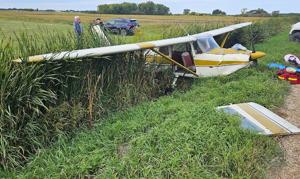 Two hurt as small plane hits the ditch on takeoff at weekend Manitoba air show