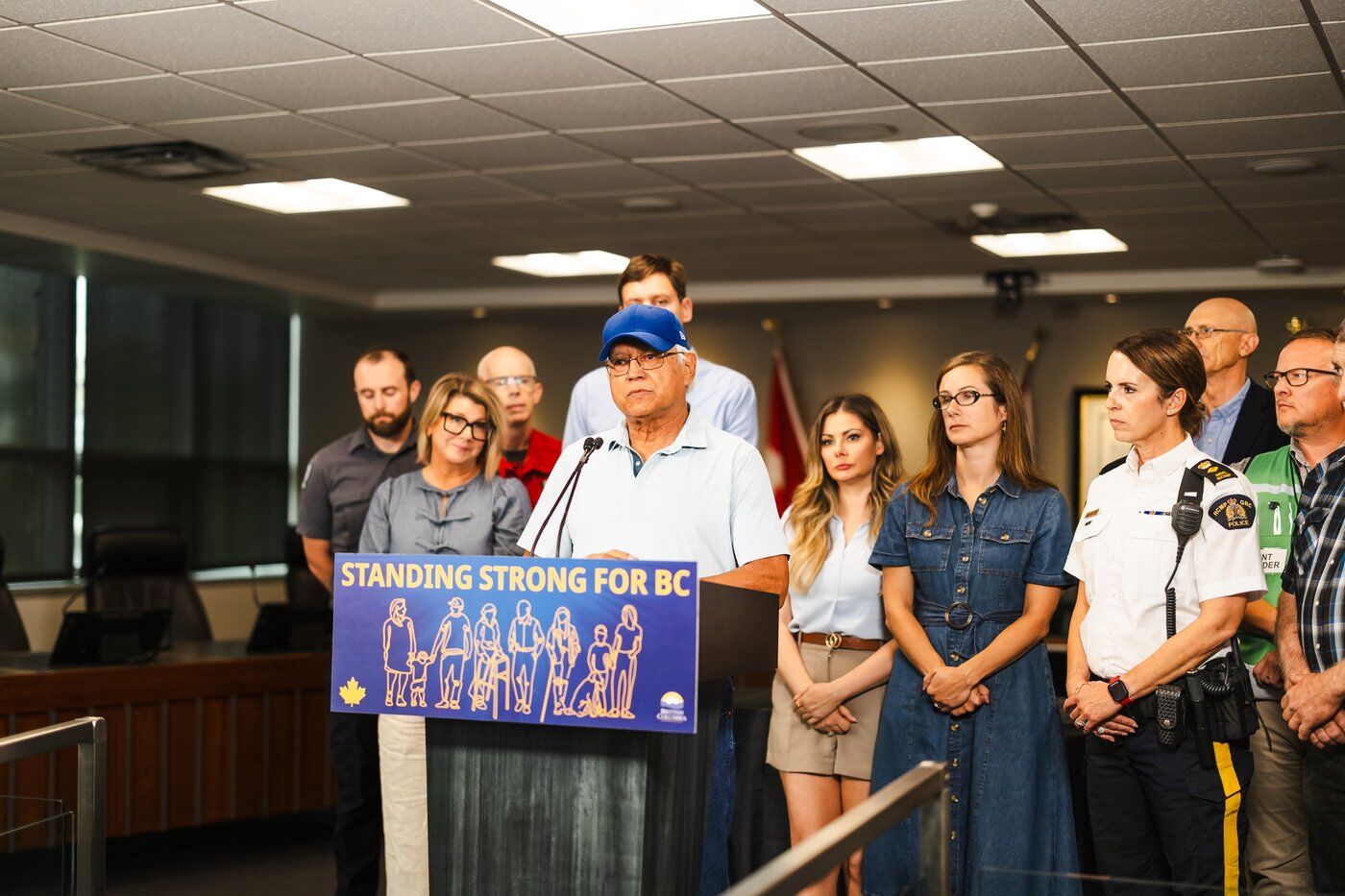 Chief Greg Gabriel calls for co-operation to prevent fires as world changes at a 'rapid pace'; fire remains out of control, Highway 97 cut off