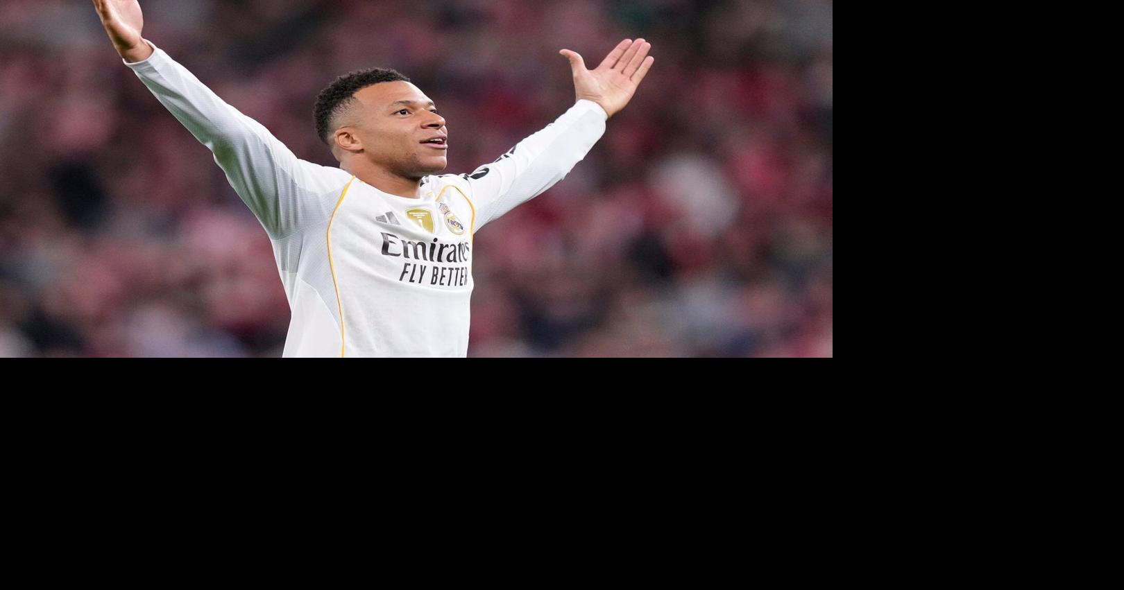 Kylian Mbappé scores 2 goals as Real Madrid wins 3-0 at Athletic Bilbao