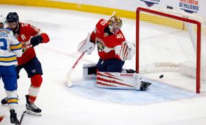 Neighbours and Thomas score twice to lead the Blues over the Panthers 6-2
