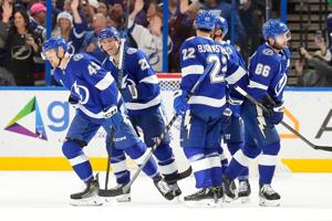 Raddysh has goal, 2 assists to reach 100 career points as Lightning beat Blues 4-1