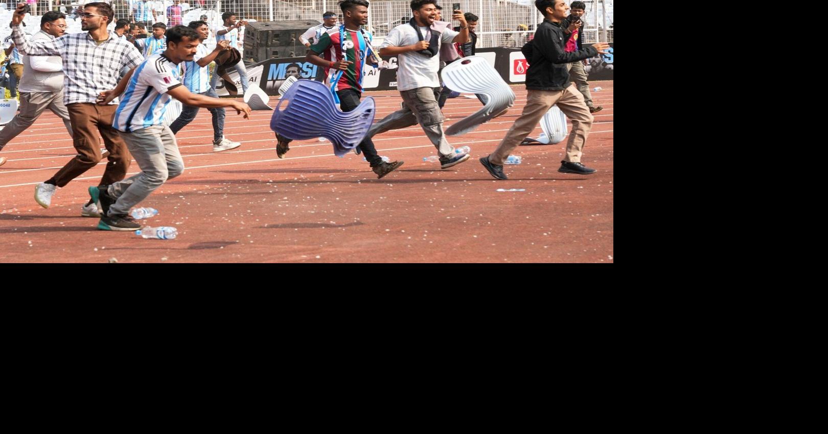 Messi’s tour of India gets off to chaotic start as angry fans storm field