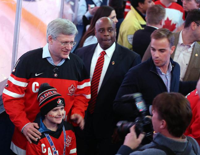 Prime Minister Stephen Harper attends Game 4 of Stanley Cup final