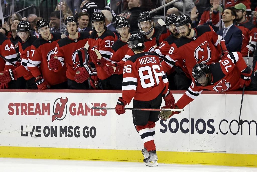 Devils' Jack Hughes to miss rest of season with knee injury - The San Diego  Union-Tribune