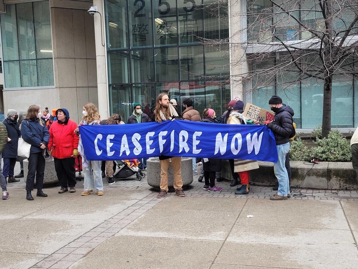 Protesters Gather At Toronto Police Station