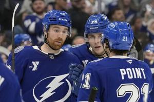Hagel scores 2, Point has 4 assists in Lightning's 8-1 win over Sharks