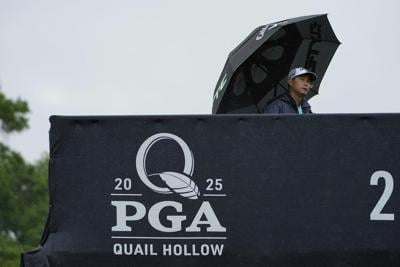 PGA Championship gets heavy rain and no spectators for first official day of practice