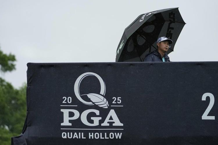 PGA Championship gets heavy rain and no spectators for first official day of practice