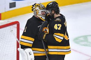 Bruins rally to beat Blues 5-2 with two goals each from Kastelic and Minten