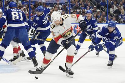 Florida's Sam Reinhart, Niko Mikkola and AJ Greer are out for Game 4 against Carolina