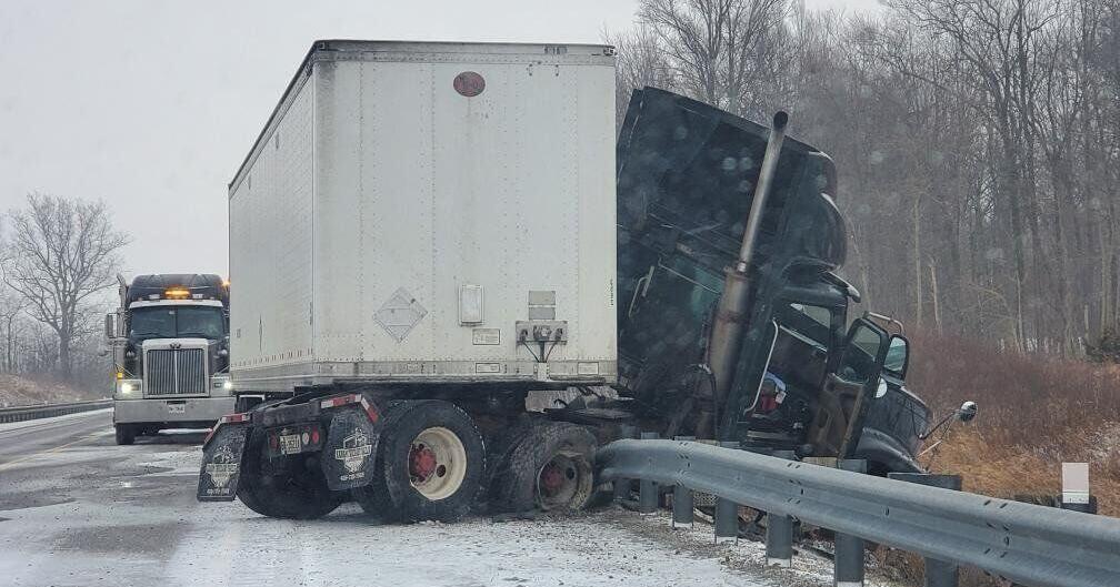 Part of Hwy. 6 near Hamilton airport closed after transport truck crashes, spills fuel: OPP