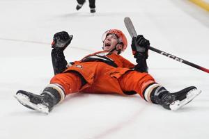 Cutter Gauthier scores twice, Ville Husso has 42 saves in Ducks' 5-1 win over Islanders