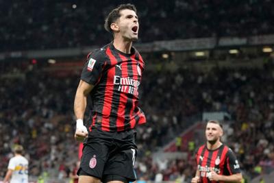 AC Milan beats 10-man Lecce 3-0 in Italian Cup to keep alive trophy pursuit without European play