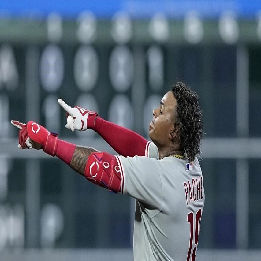 Philadelphia Phillies' Cristian Pache plays during a baseball game