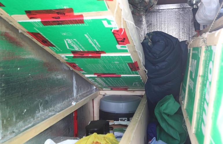 A homeless Toronto man has created a movable shelter