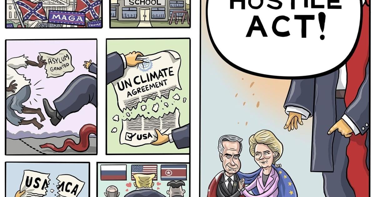 Graeme MacKay: In Graeme MacKay’s latest cartoon, Trump pushes Canada toward the EU - Toronto Star