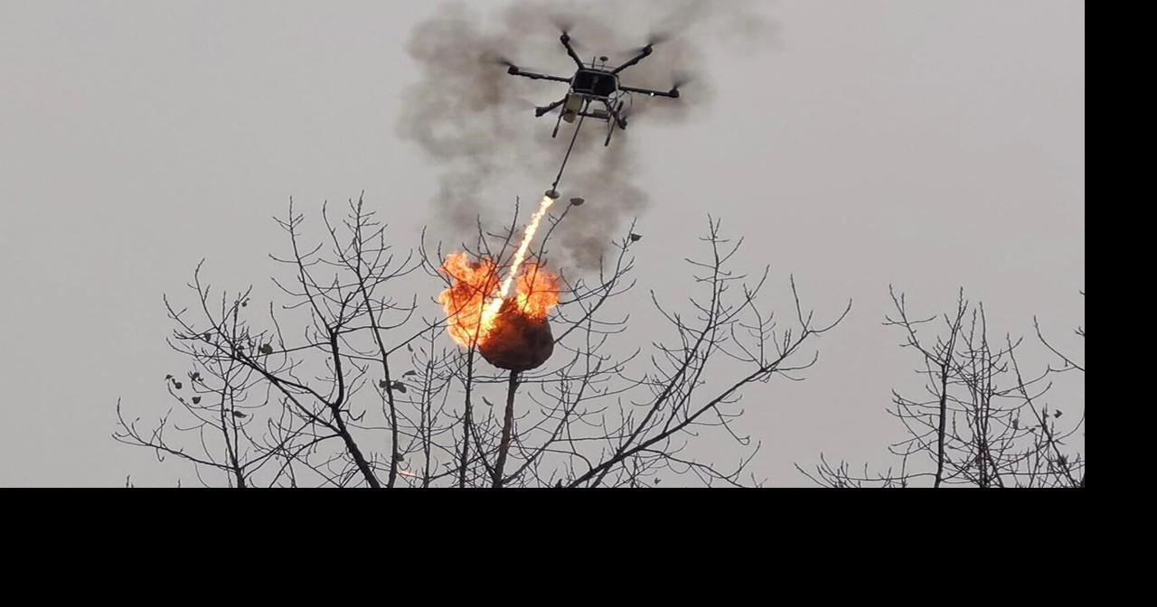 Flamethrower drone incinerates wasp nests in China
