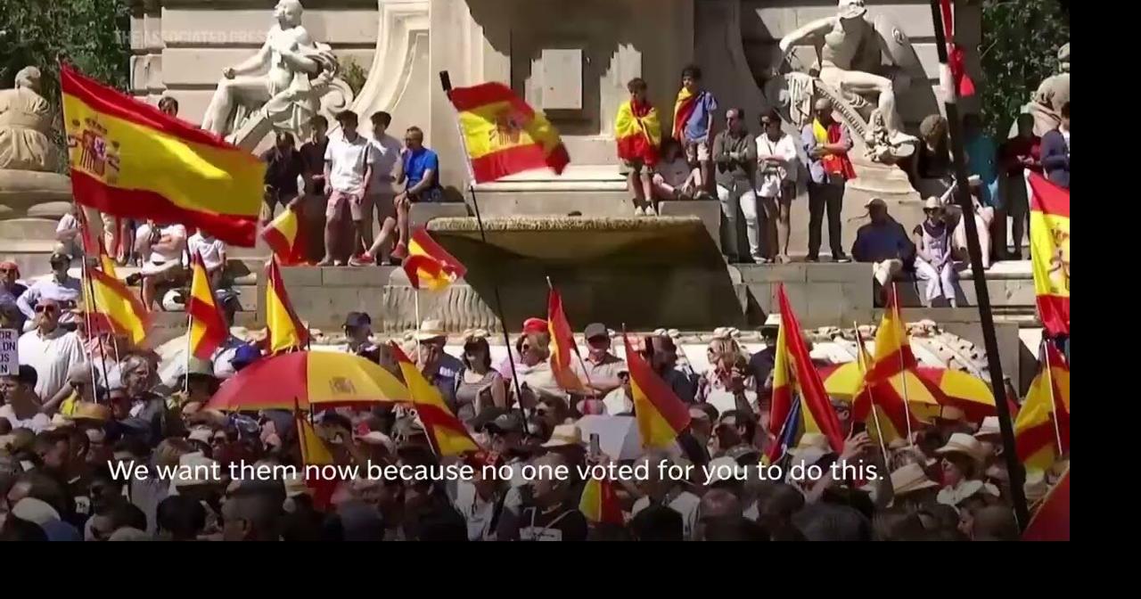 Spanish opposition party rallies tens of thousands of protesters in Madrid