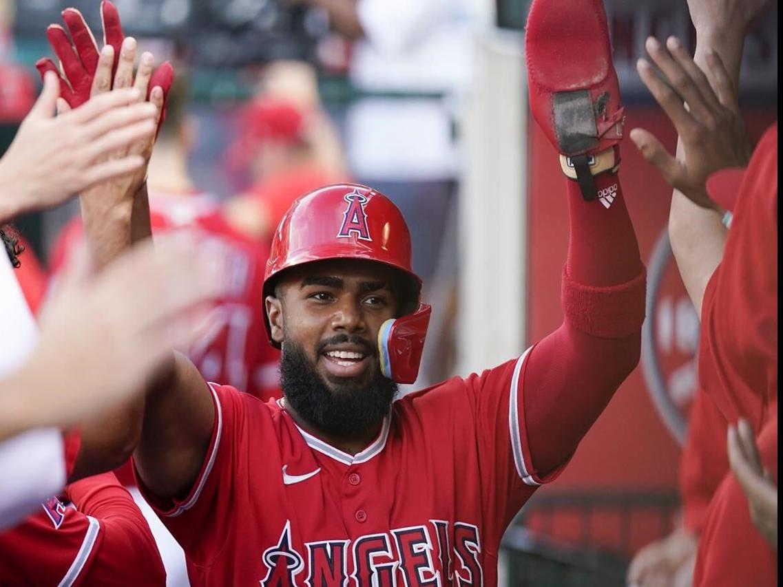 ANAHEIM, CA - APRIL 26: Los Angeles Angels first baseman Gio