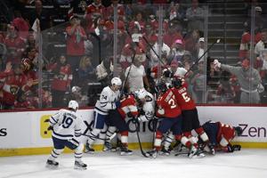Leafs forward Domi fined $5,000 for late hit on Panthers captain Barkov