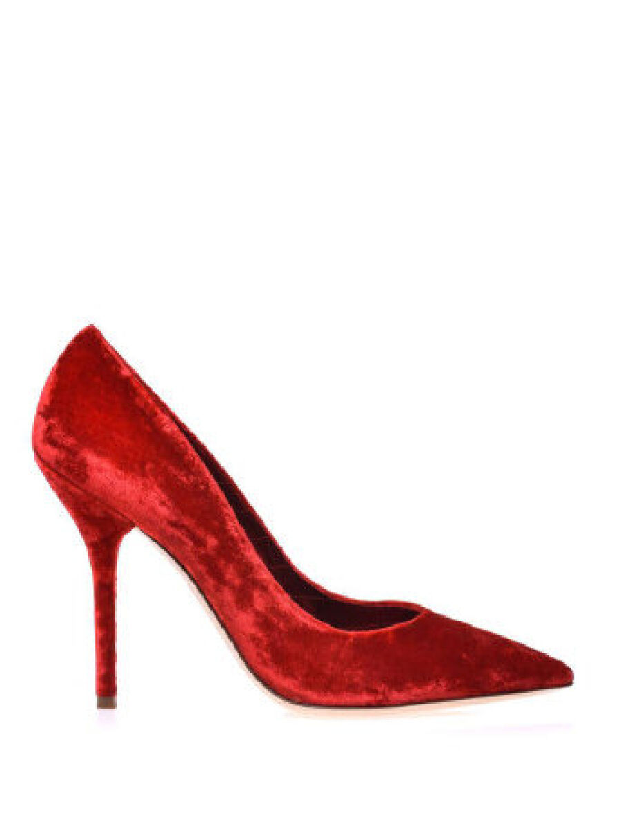 Dolce and Gabbana red velvet pumps: Weekly Shoe