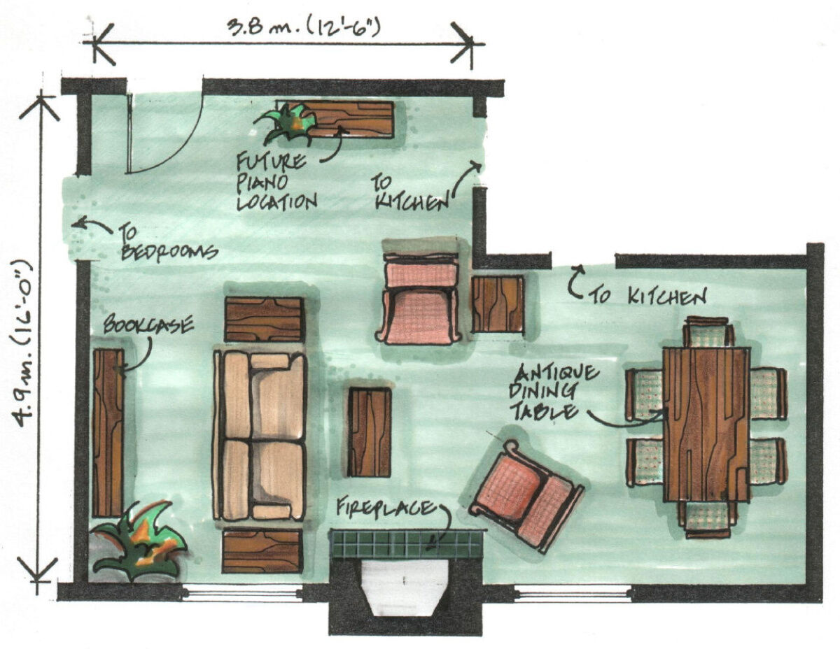 L shaped living dining room is a challenge