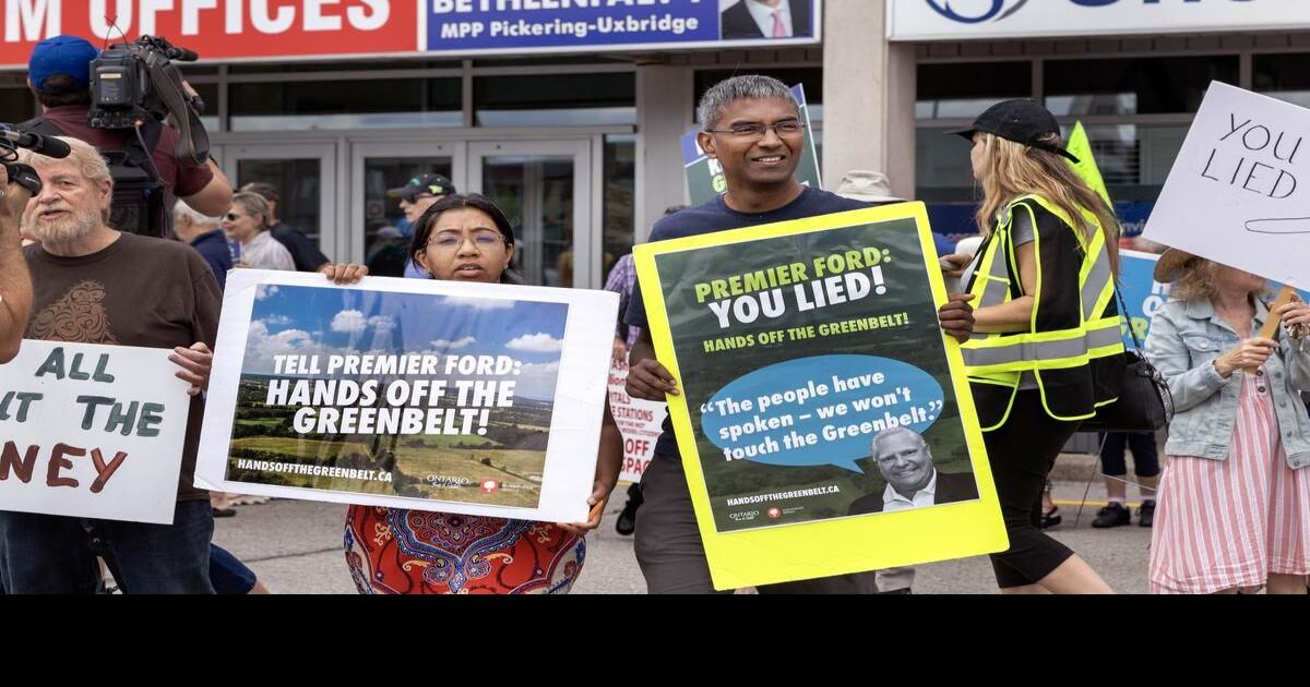 Pickering protesters rally against Greenbelt development