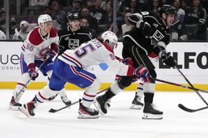 Moore scores 2 goals, Copley gets shutout, Kings rout Canadiens 4-0 for their 5th straight win