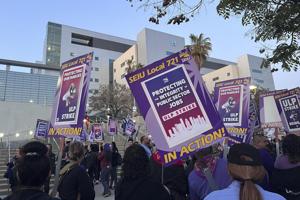 More than 50,000 Los Angeles County workers take to picket lines demanding higher pay