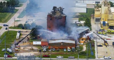 An explosion and fire at a Nebraska plant are preventing a search for 3 missing people