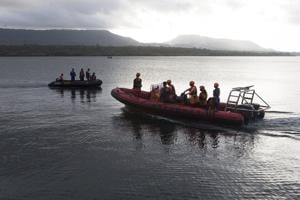 Navy ships and helicopters used in intensified search for 30 missing after Indonesian ferry sinks